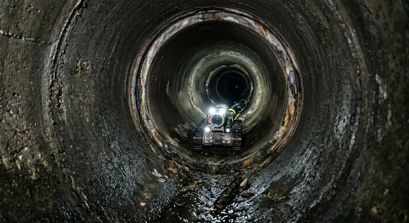 Robotic sewer camera inspecting pipe interior for Drain Snake Service in Sequim